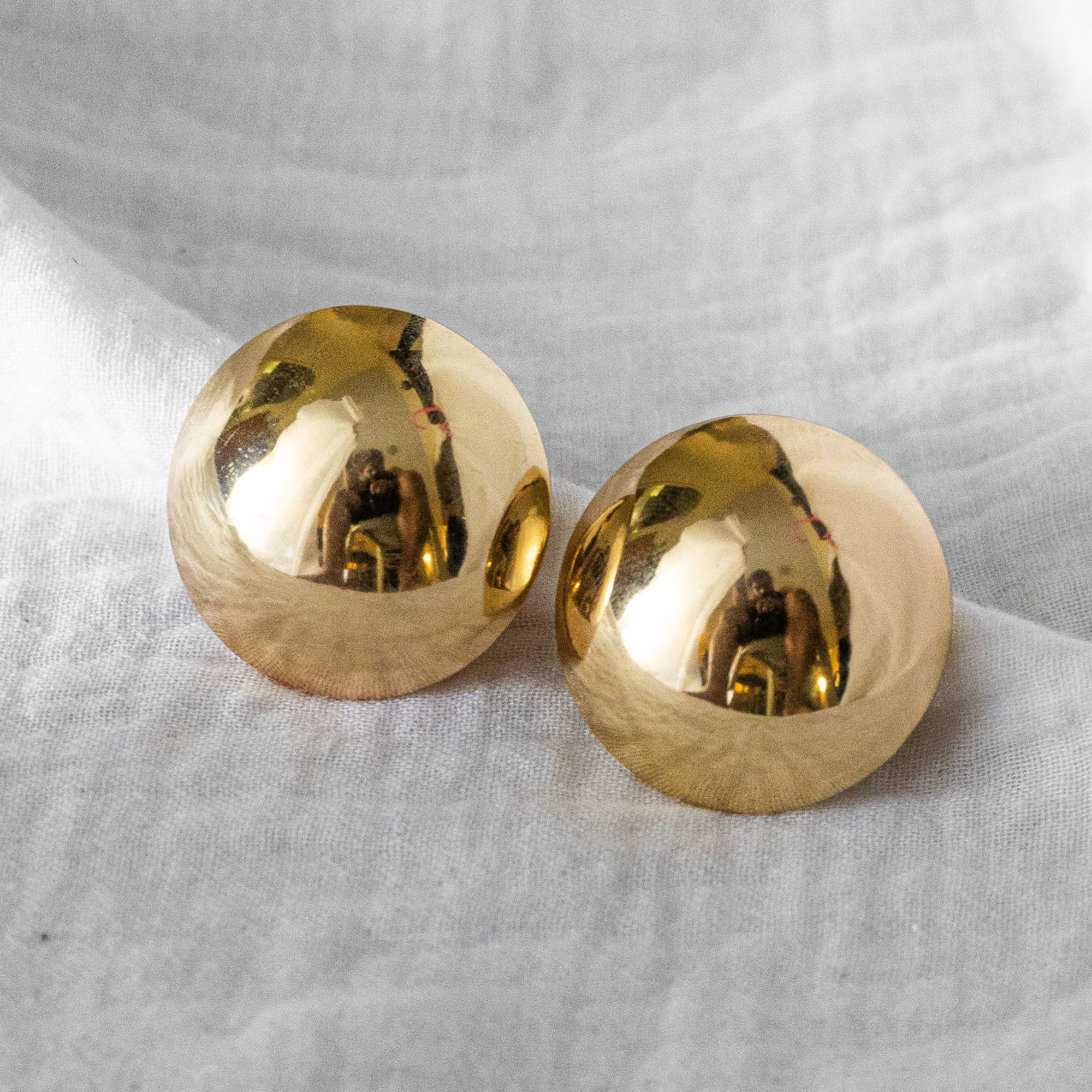 Golden Dome Stud Earrings