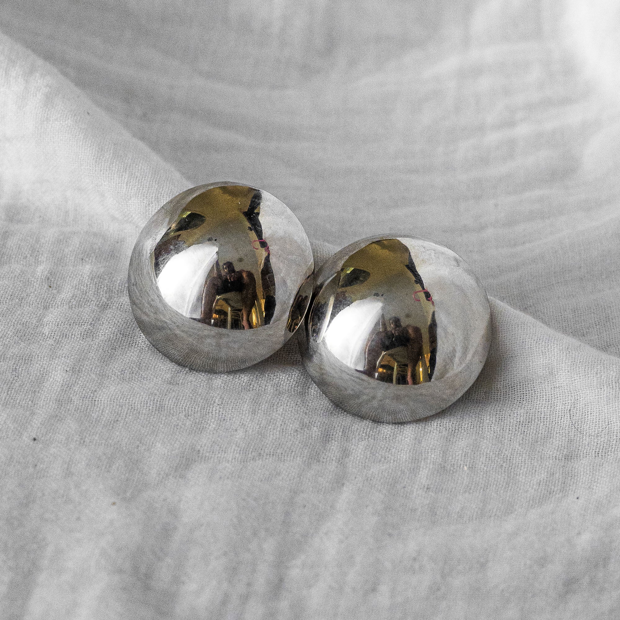 Silver Dome Stud Earrings