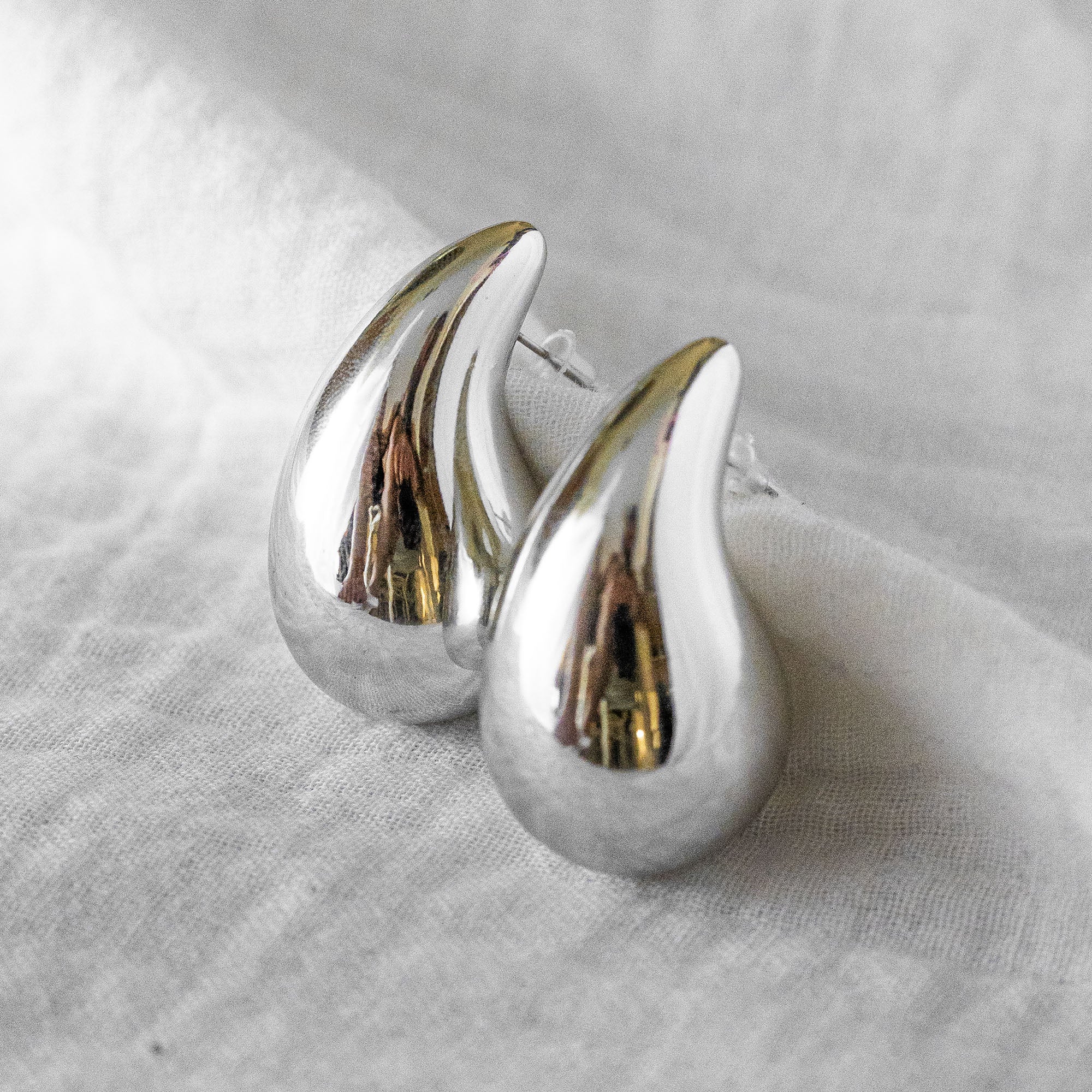 Chunky Waterdrop Stud Silver