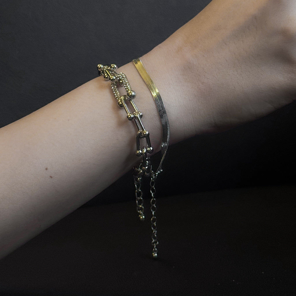 Herringbone Bracelet  Silver - Flat Snake Chain - Minimalist Dainty Jewelry