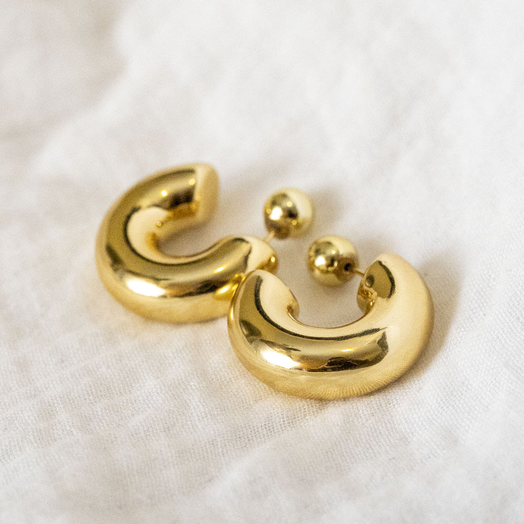 Hoop Earrings with ball Gold