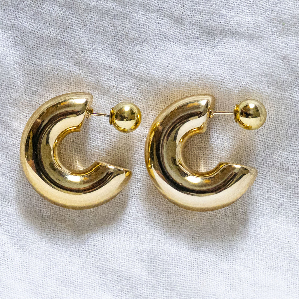 Hoop Earrings with ball Gold