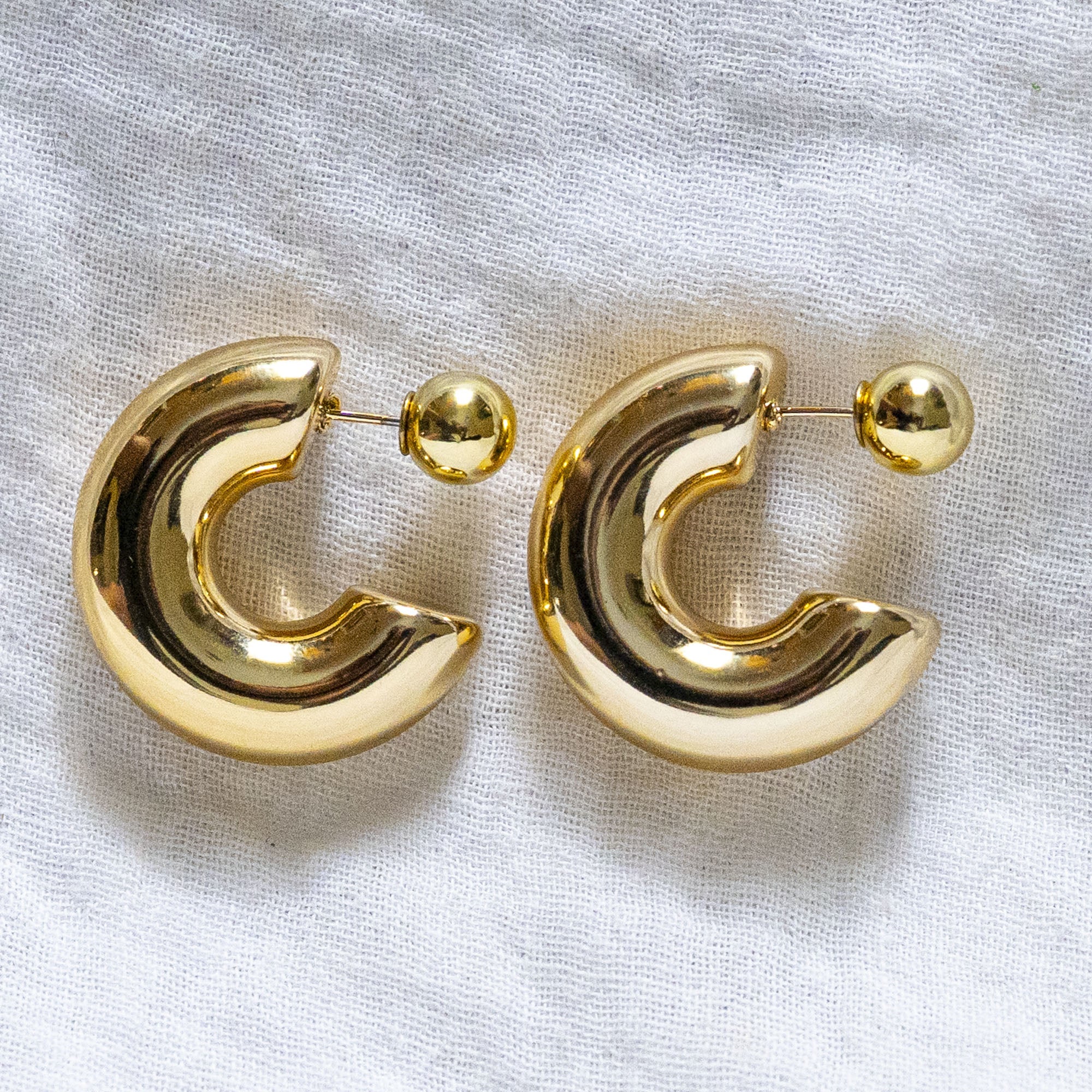 Hoop Earrings with ball Gold
