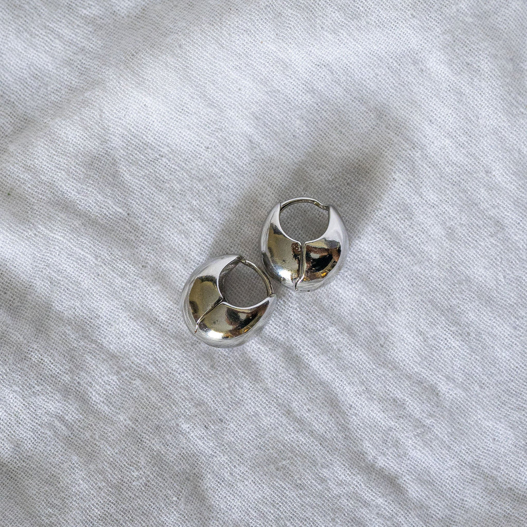 Chunky Dome Huggie Hoops Silver