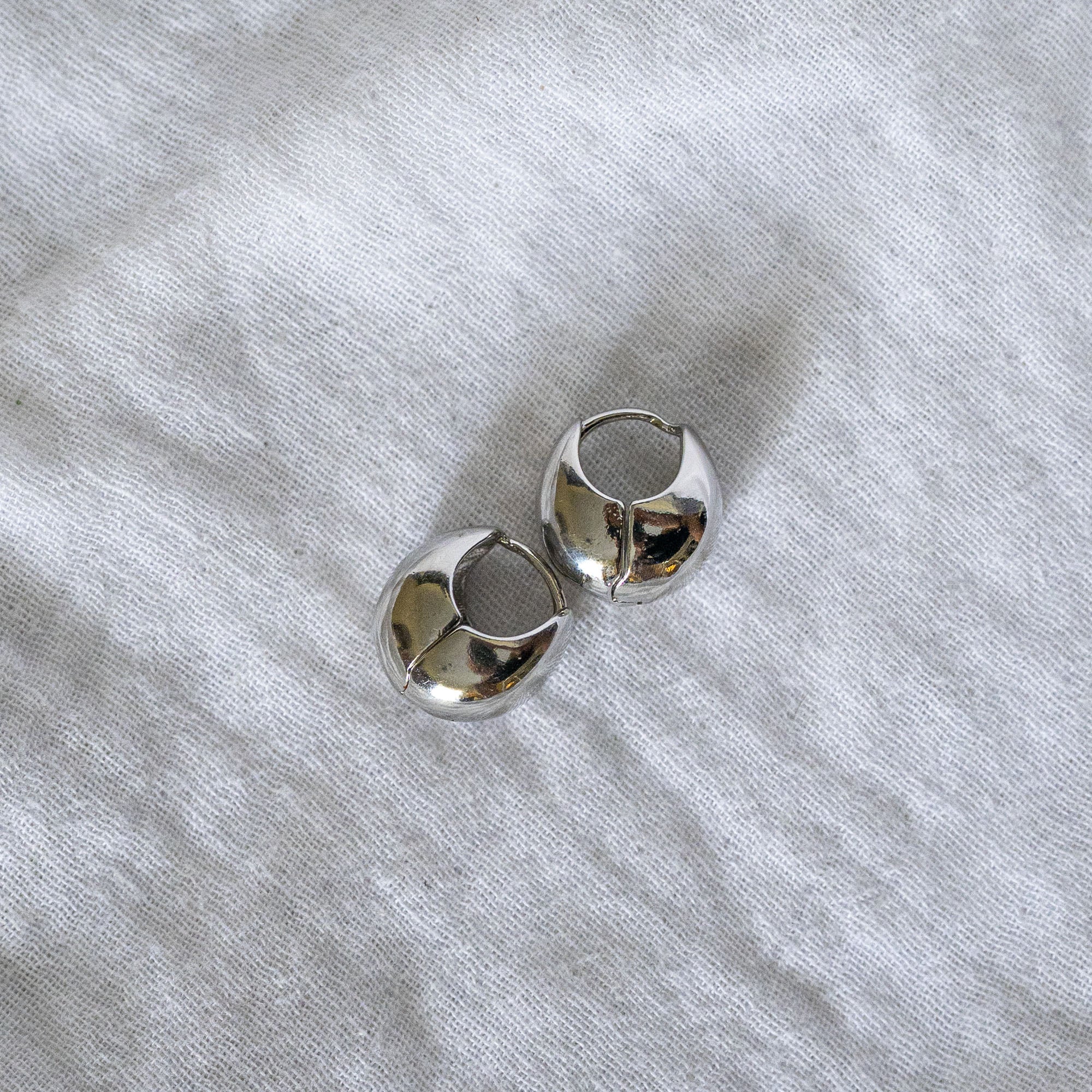 Chunky Dome Huggie Hoops Silver