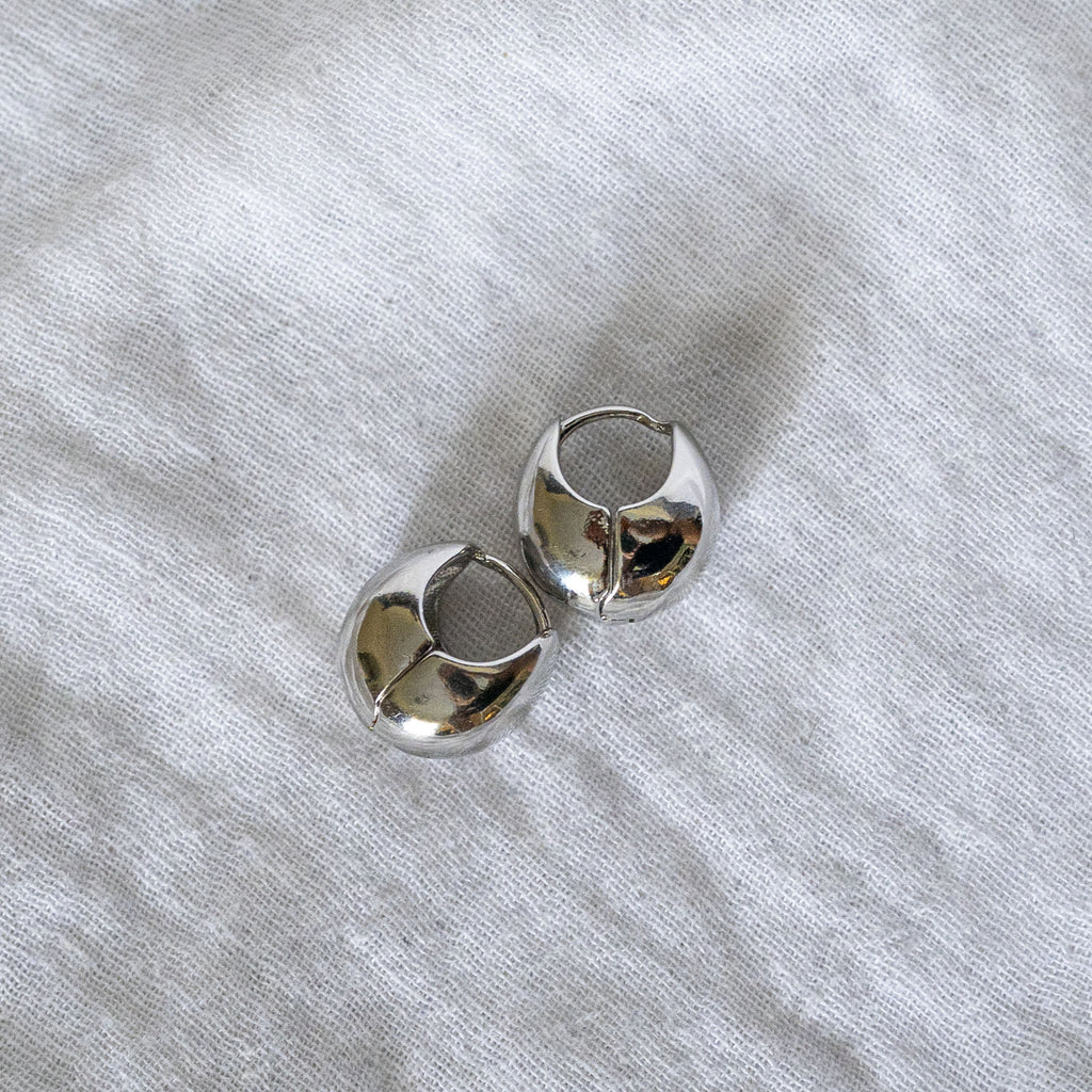Chunky Dome Huggie Hoops Silver