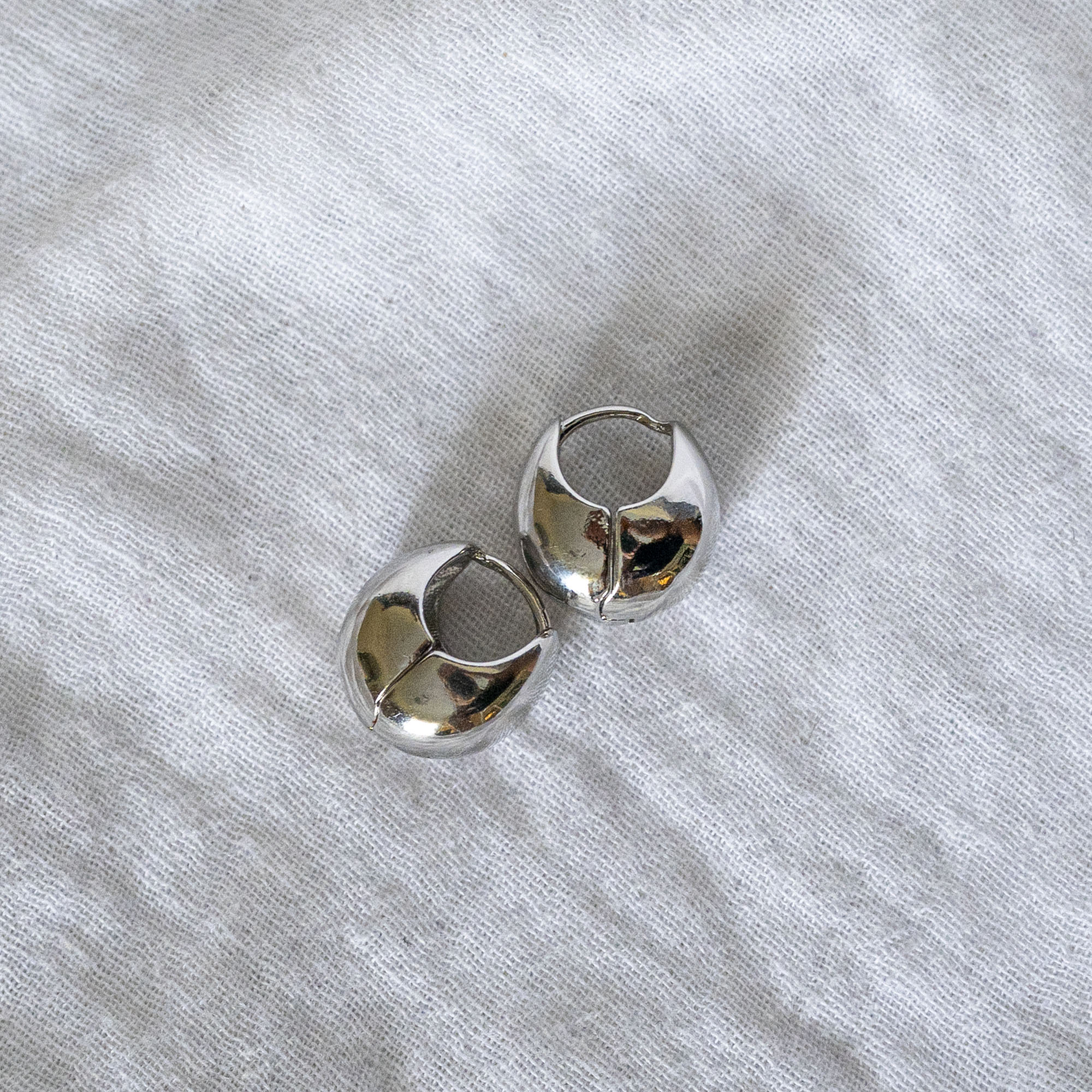 Chunky Dome Huggie Hoops Silver