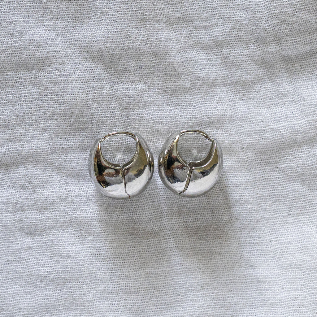 Chunky Dome Huggie Hoops Silver