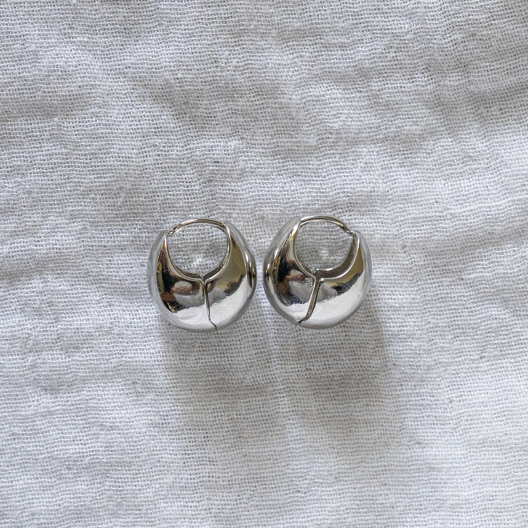 Chunky Dome Huggie Hoops Silver