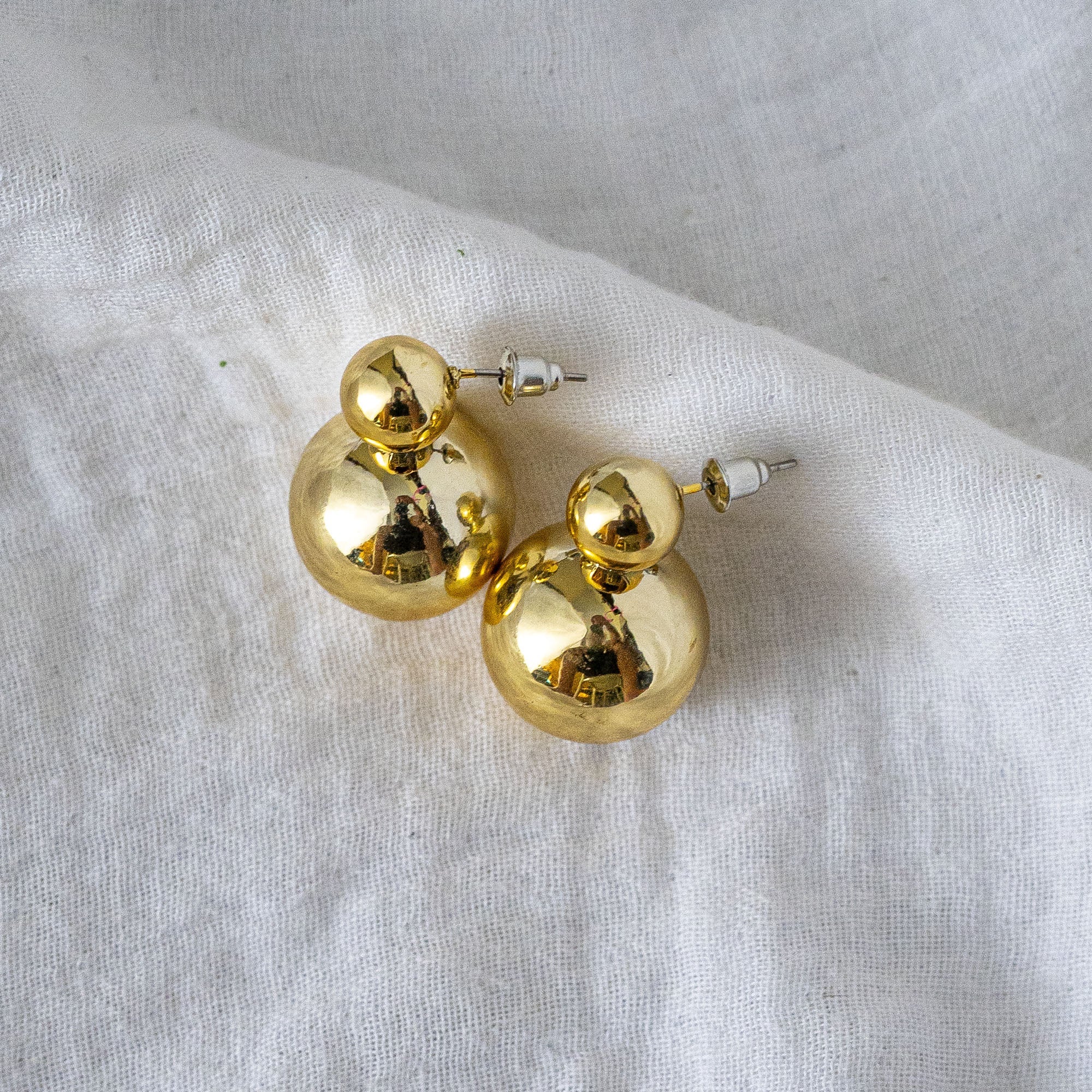 Double Ball Stud Earring Gold