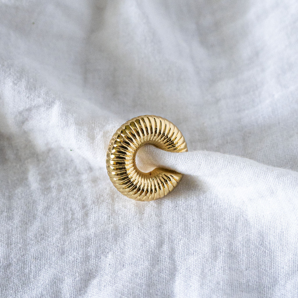 Chunky Ribbed Gold Ear Cuff