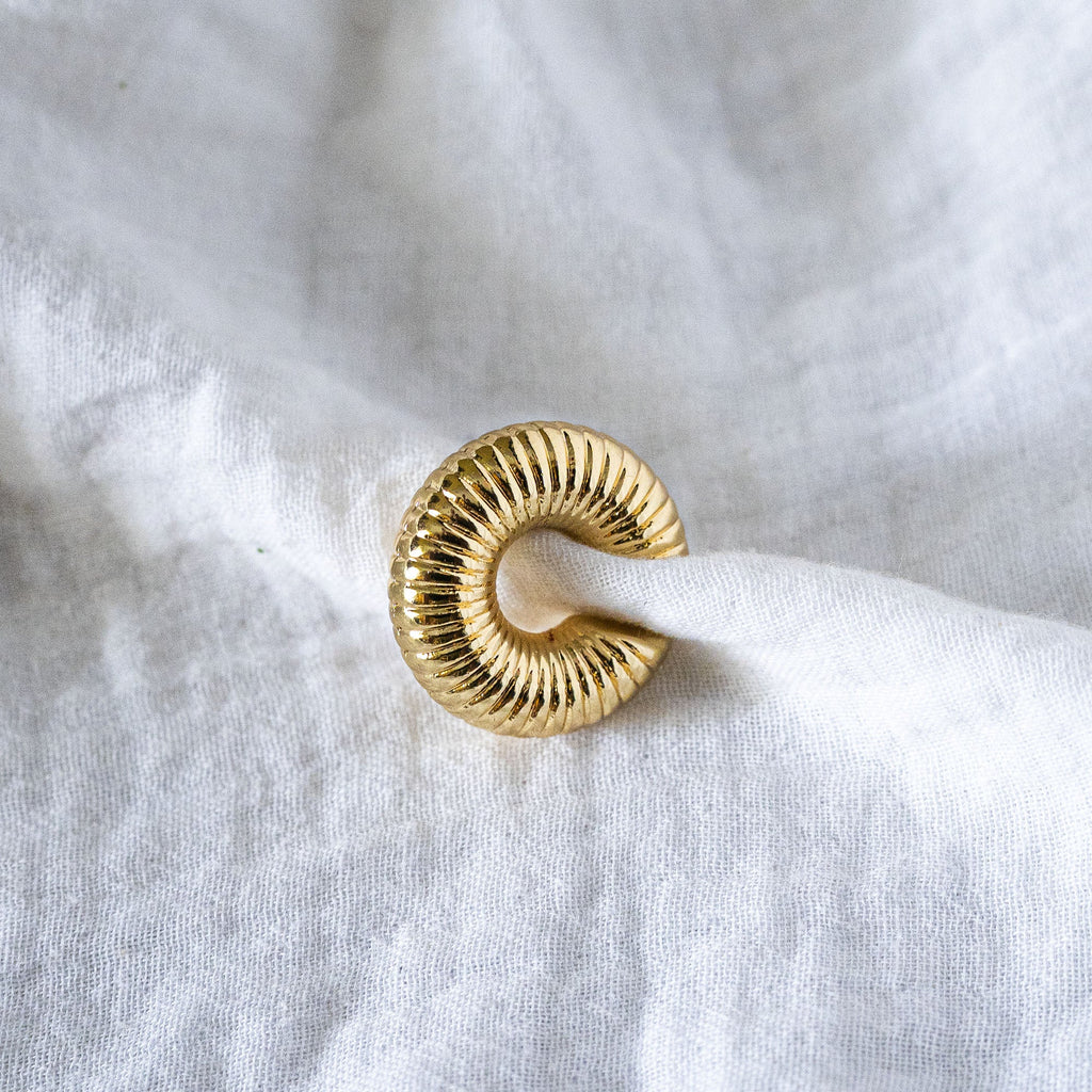Chunky Ribbed Gold Ear Cuff