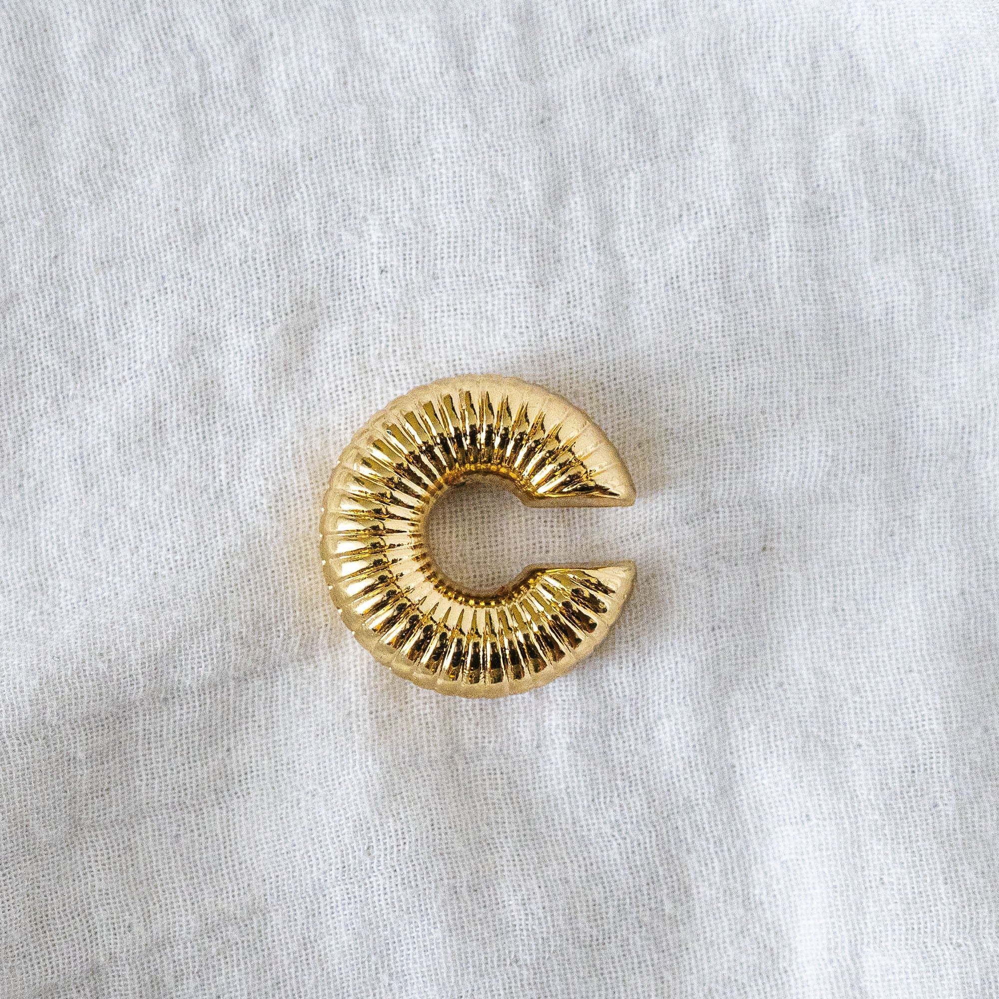 Chunky Ribbed Gold Ear Cuff