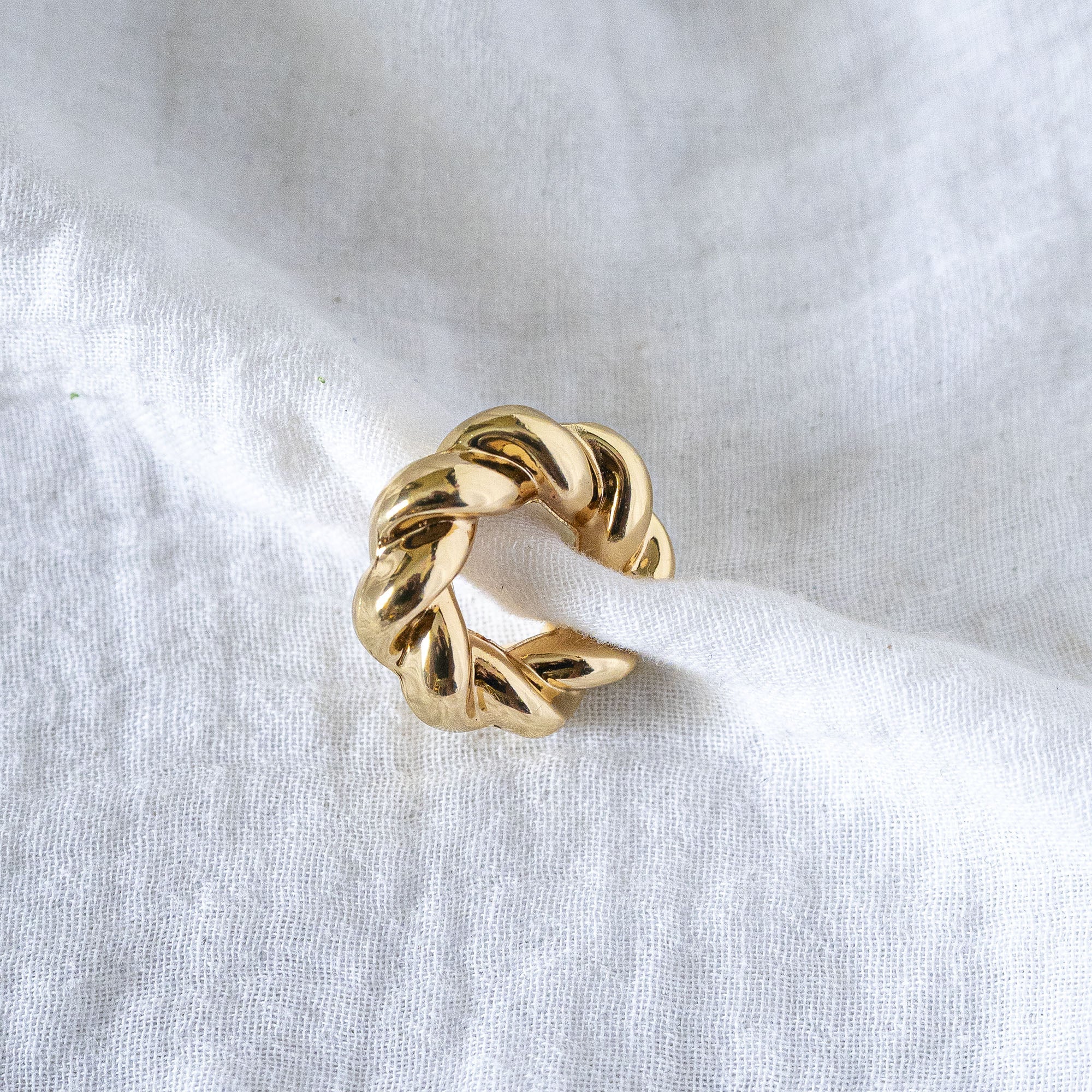 Chunky Twisted Braid Ear Cuff Gold