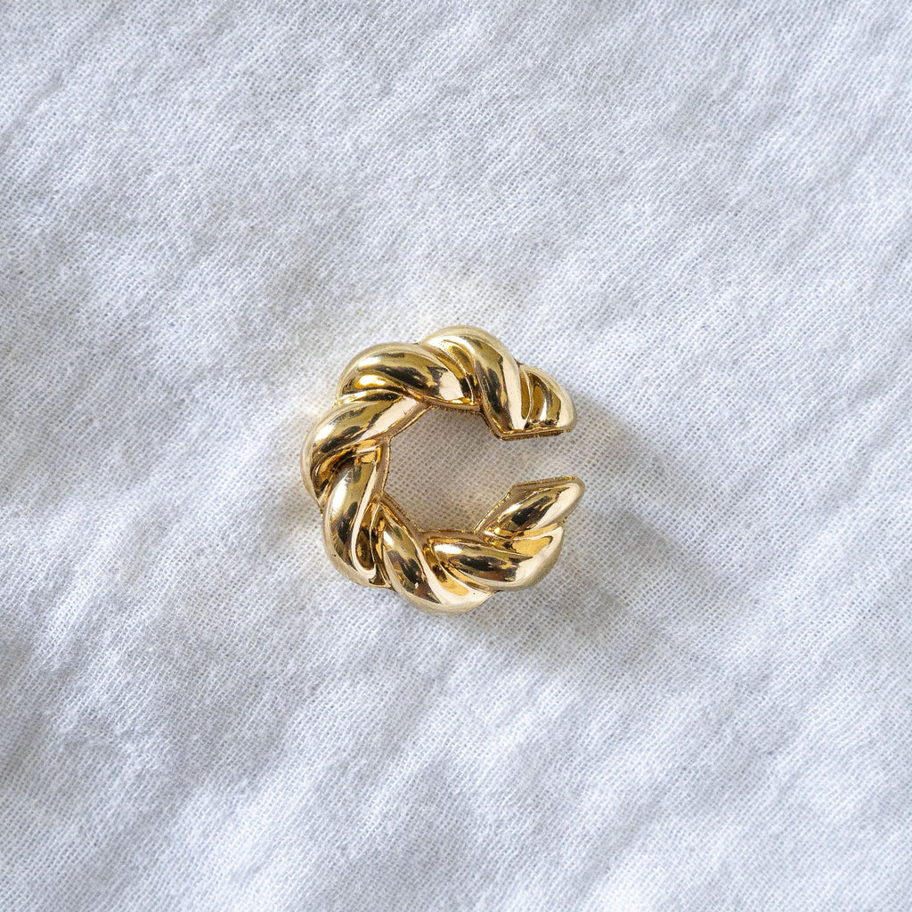 Chunky Twisted Braid Ear Cuff Gold