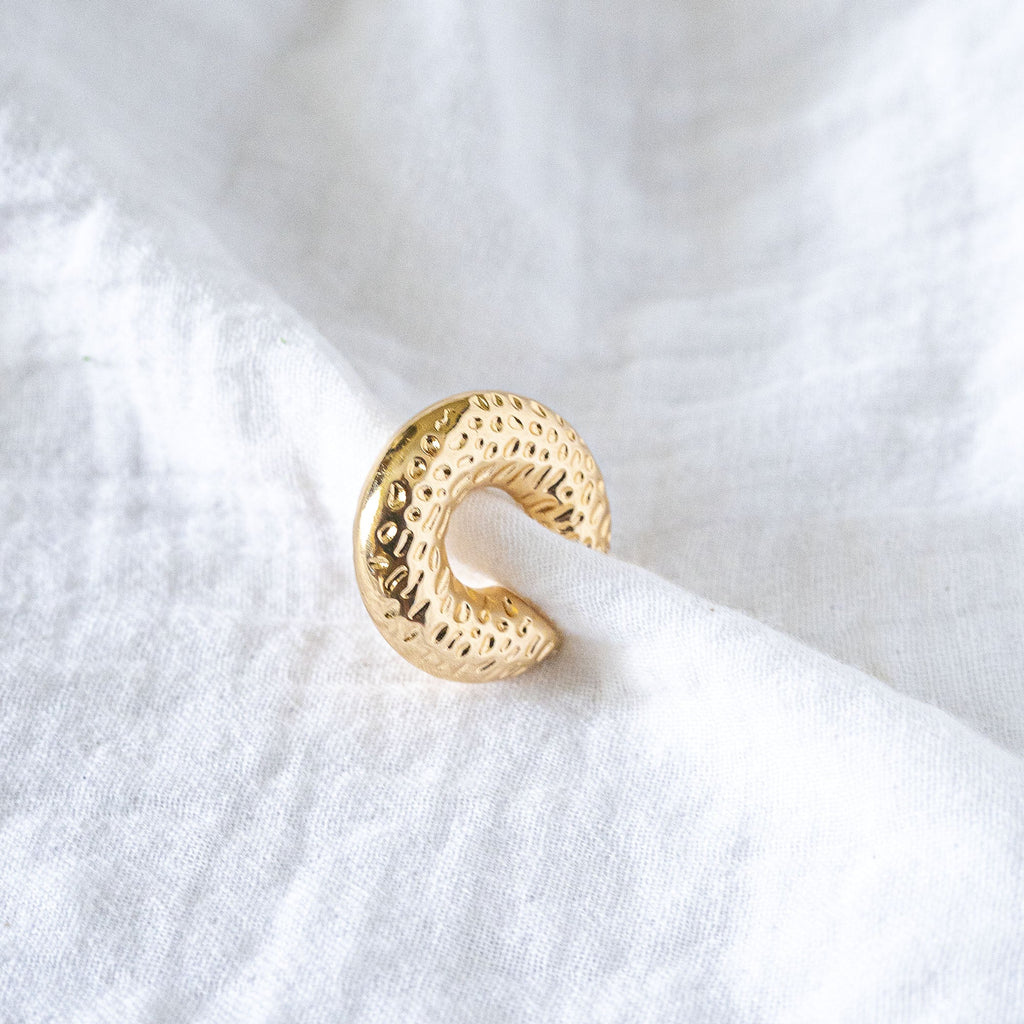Hammered Luxe Wide Gold Ear Cuff