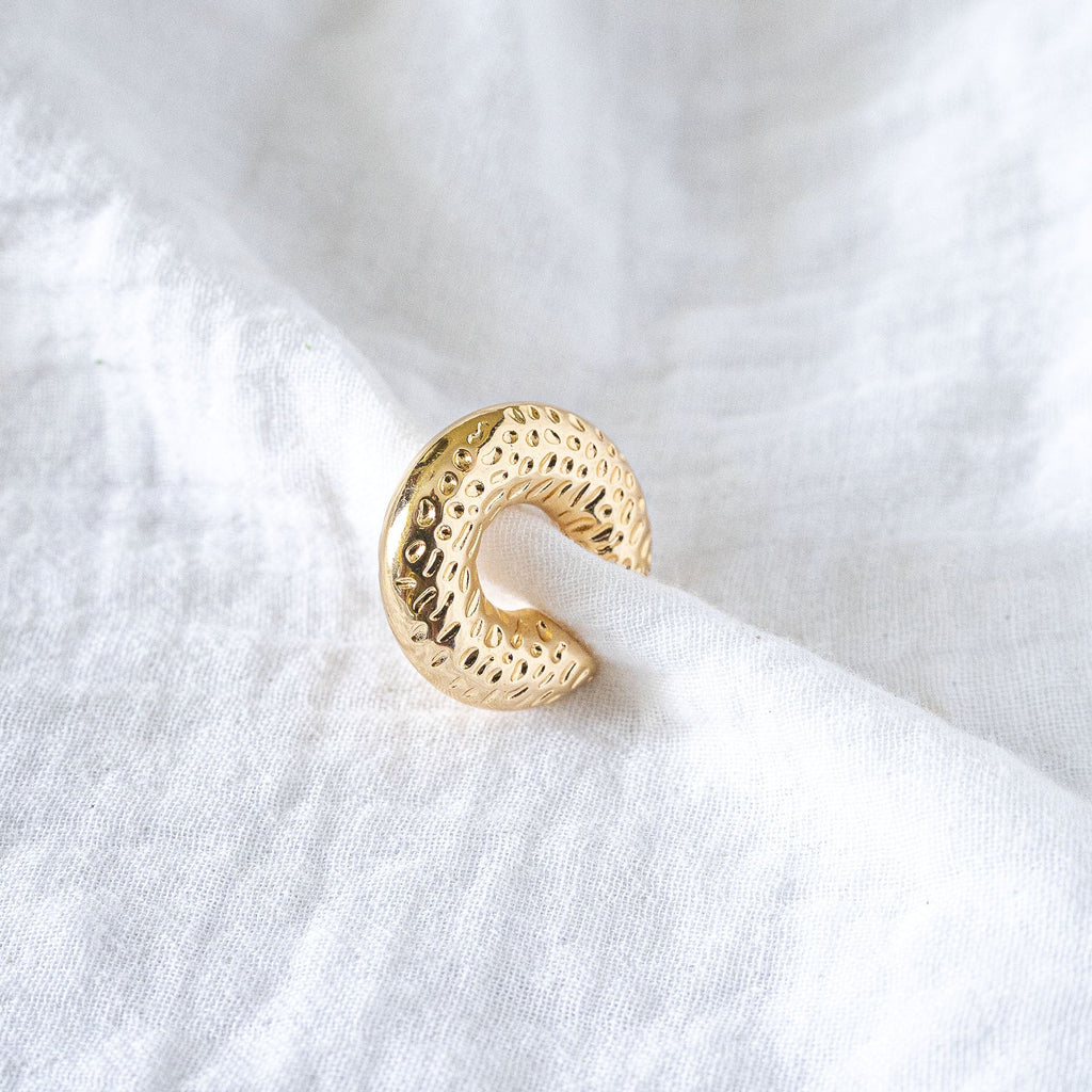 Hammered Luxe Wide Gold Ear Cuff