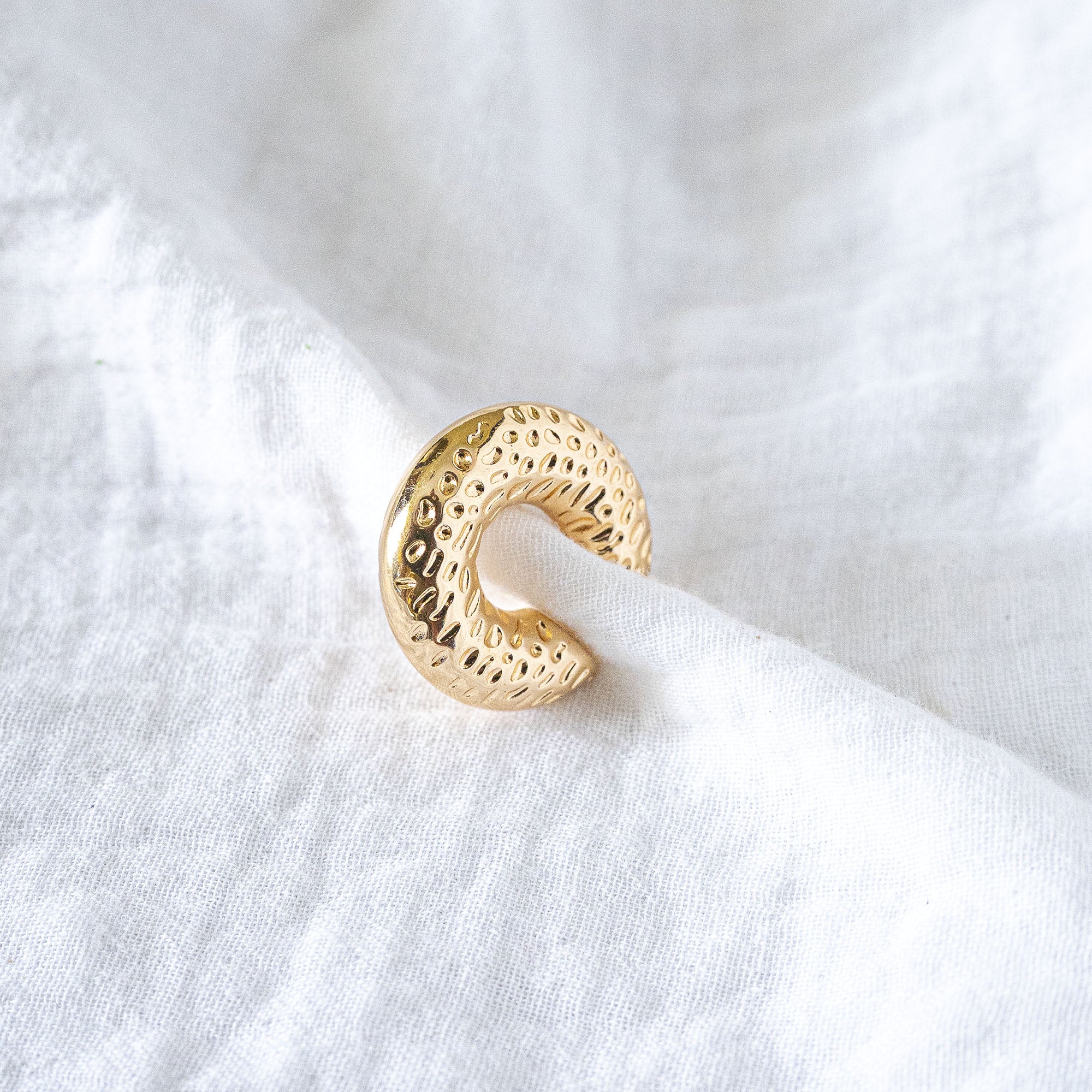 Hammered Luxe Wide Gold Ear Cuff