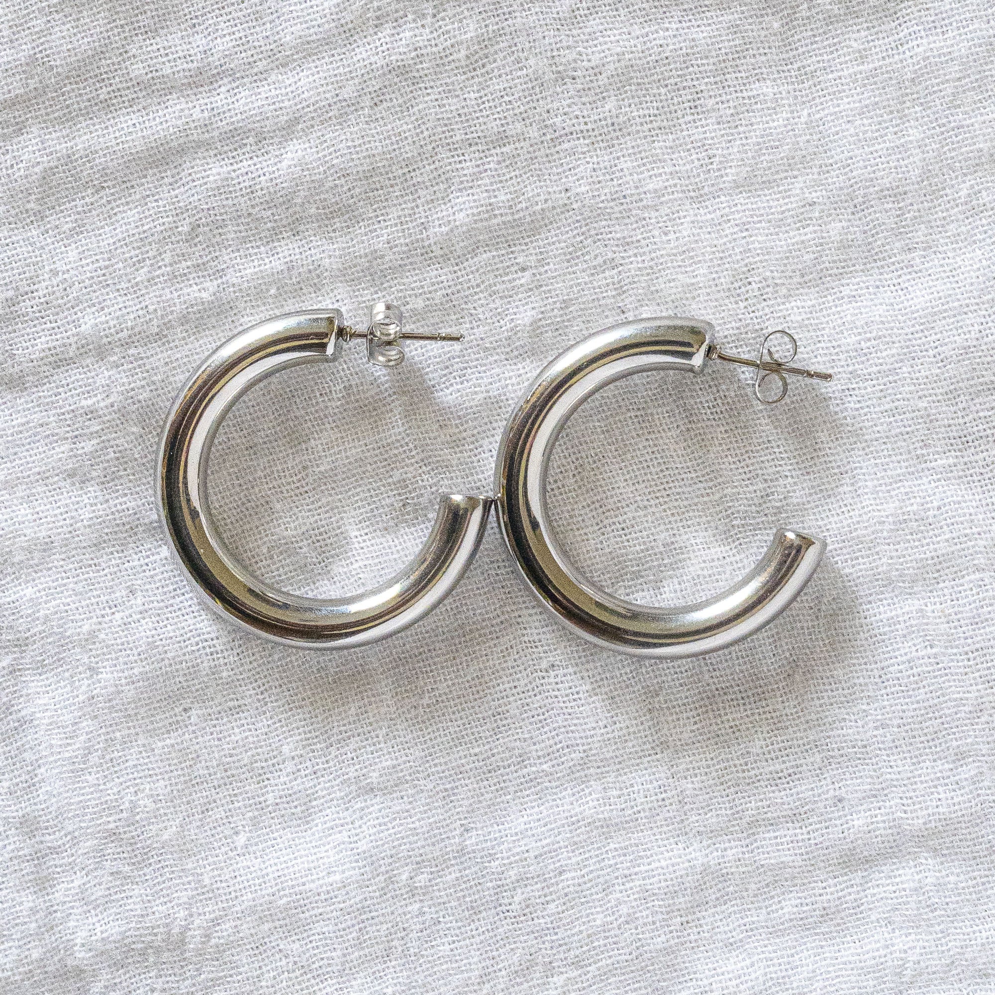 Sleek Hoop Earrings Silver