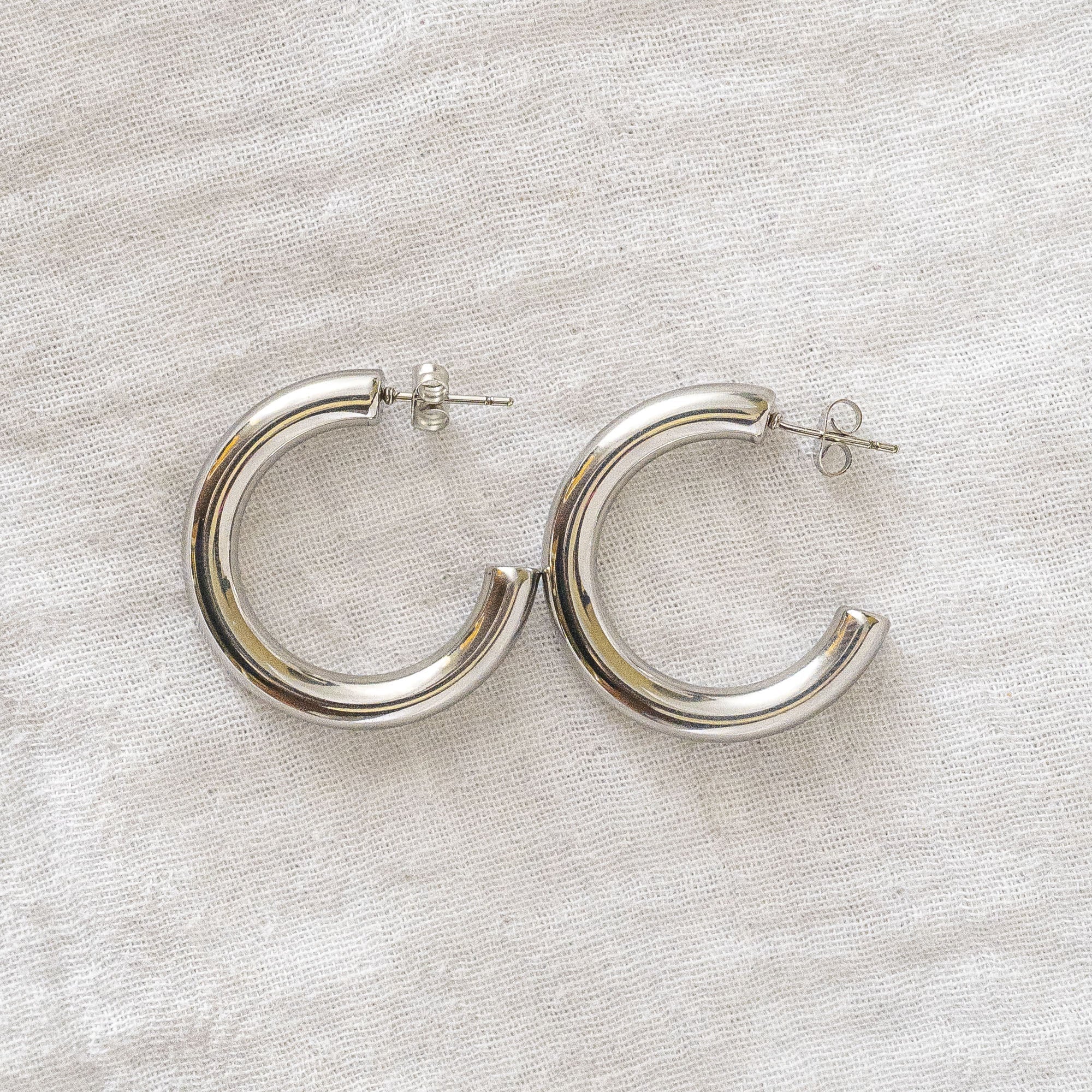 Sleek Hoop Earrings Silver