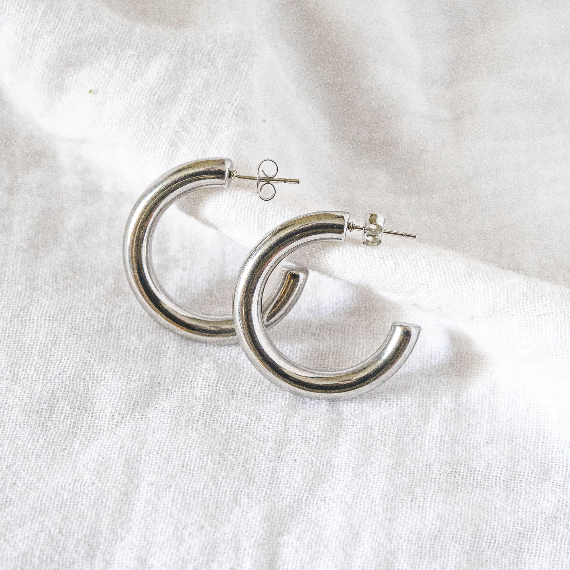 Sleek Hoop Earrings Silver