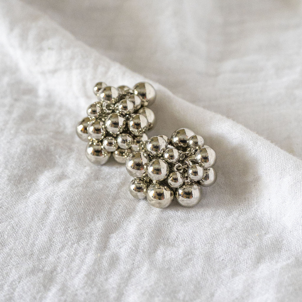 Bubble Cluster Stud Earrings Silver