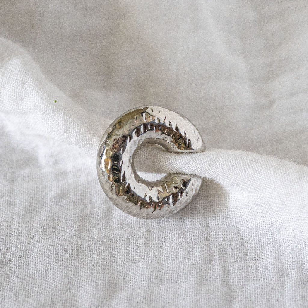 Hammered Luxe Wide Silver Ear Cuff