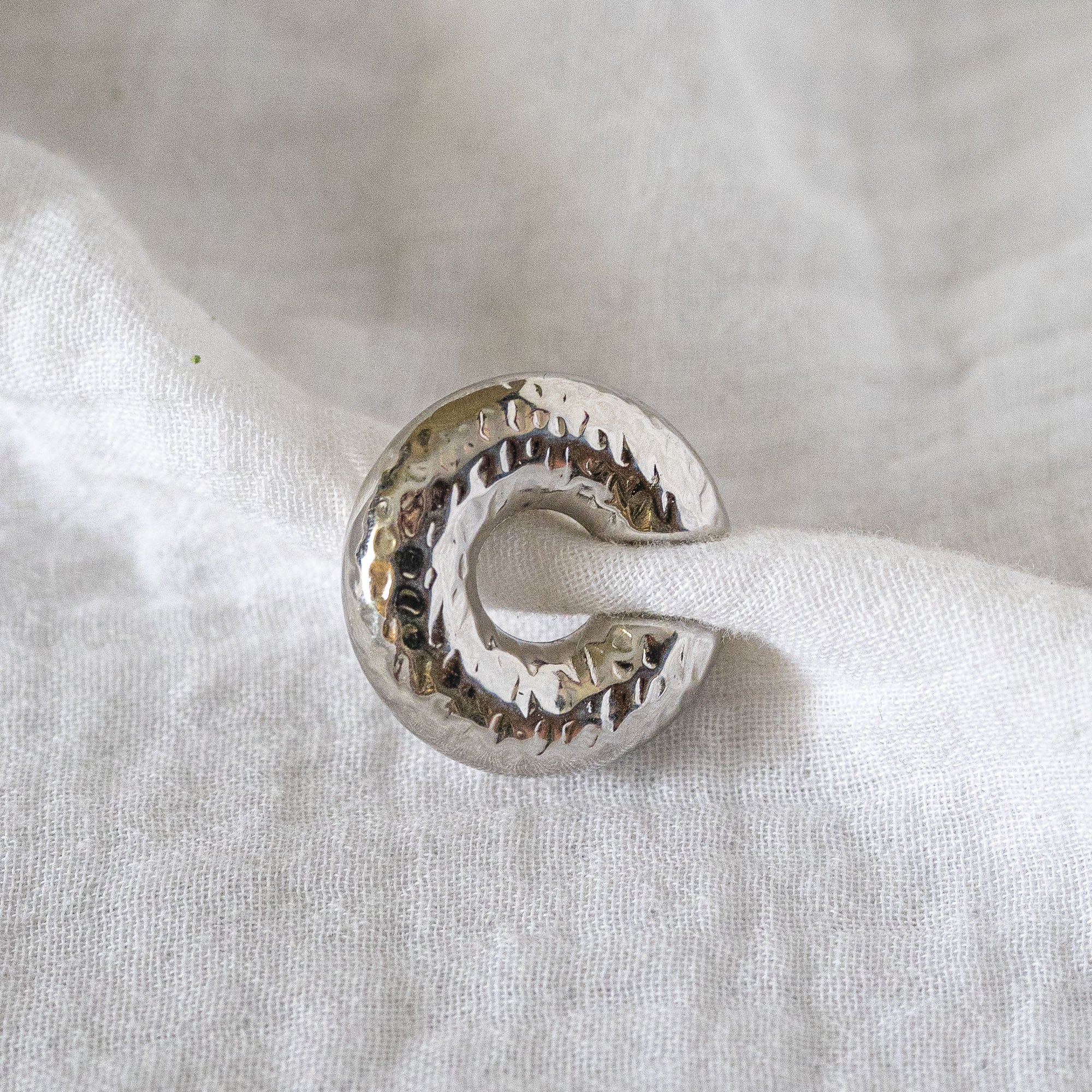 Hammered Luxe Wide Silver Ear Cuff