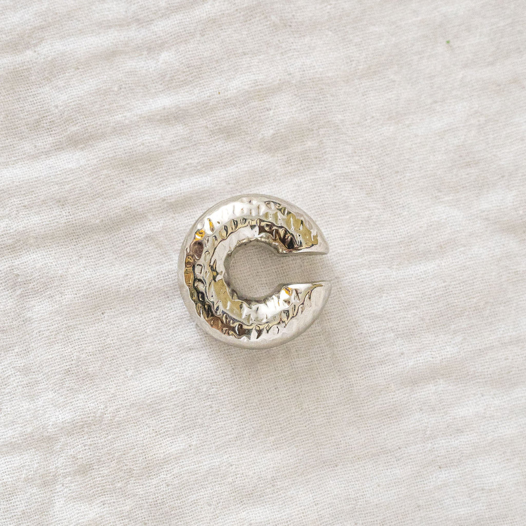 Hammered Luxe Wide Silver Ear Cuff