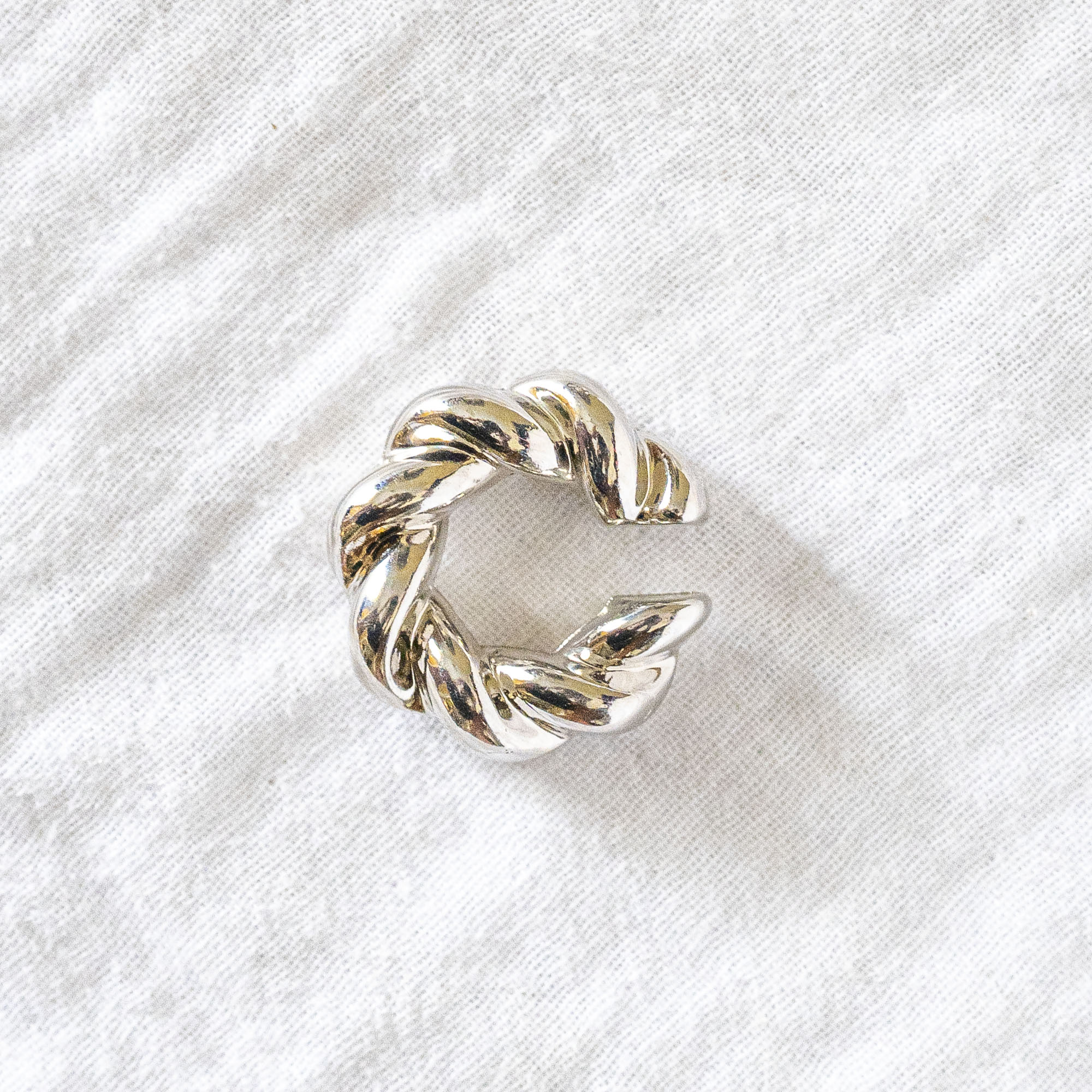 Chunky Twisted Braid Ear Cuff Silver