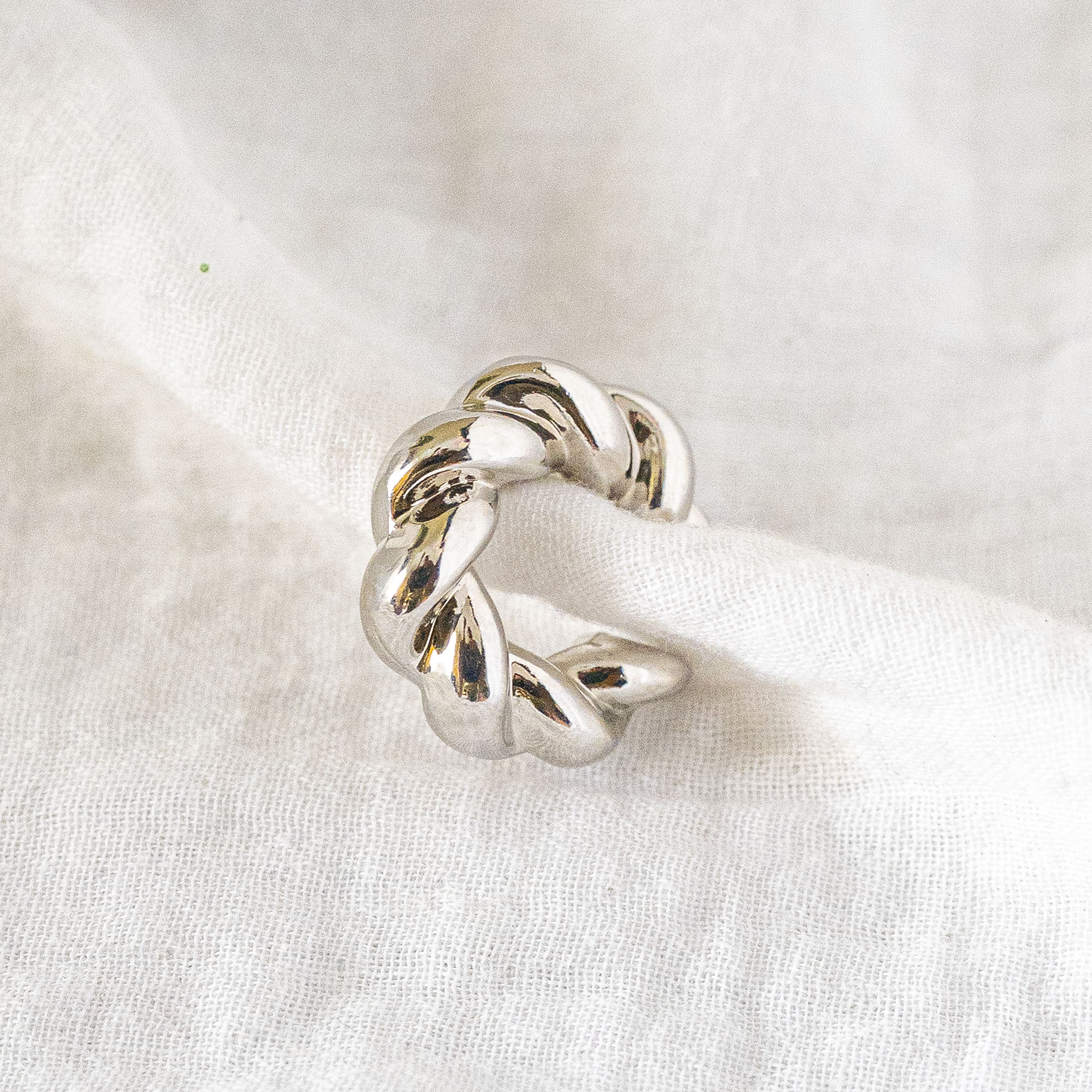 Chunky Twisted Braid Ear Cuff Silver