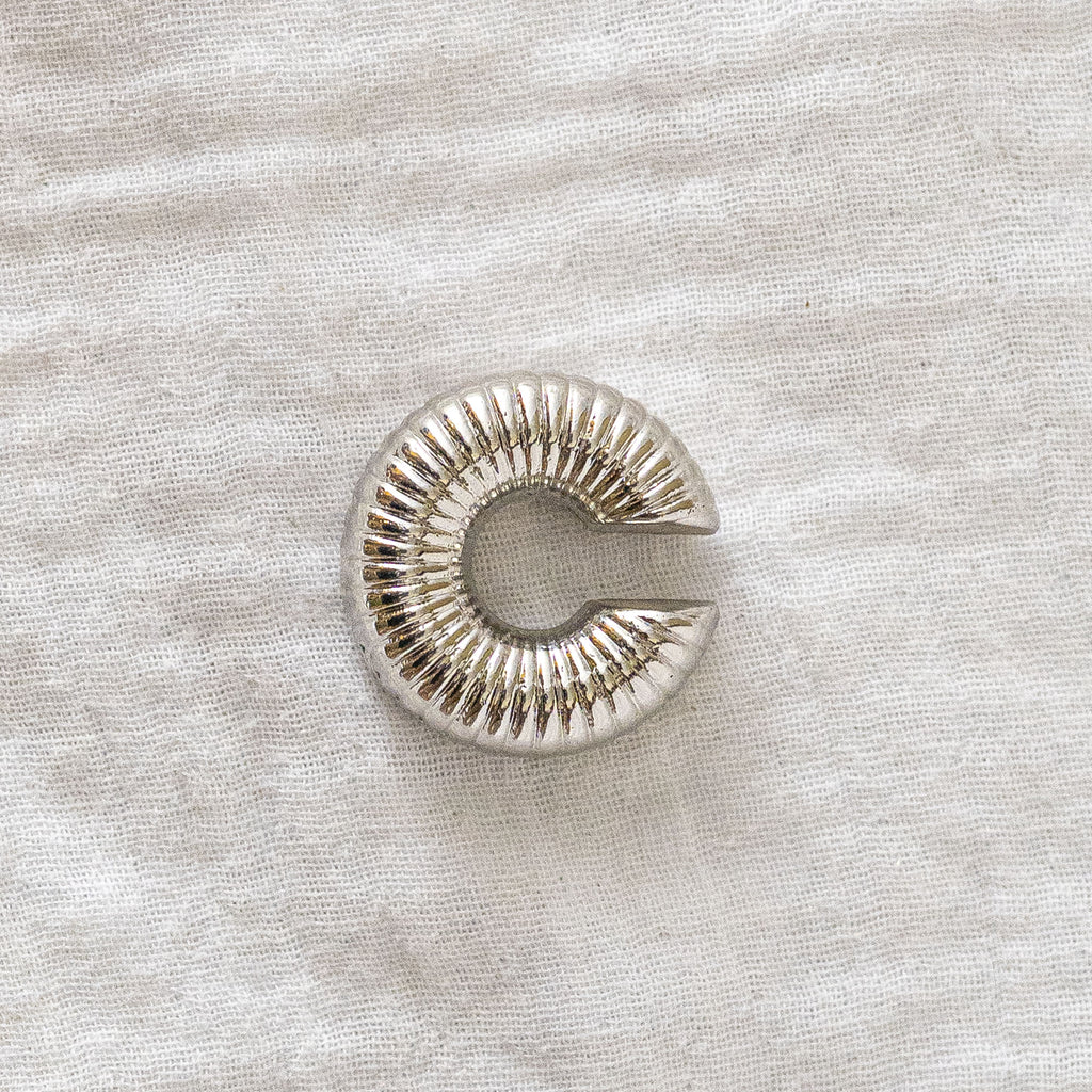 Chunky Ribbed Silver Ear Cuff