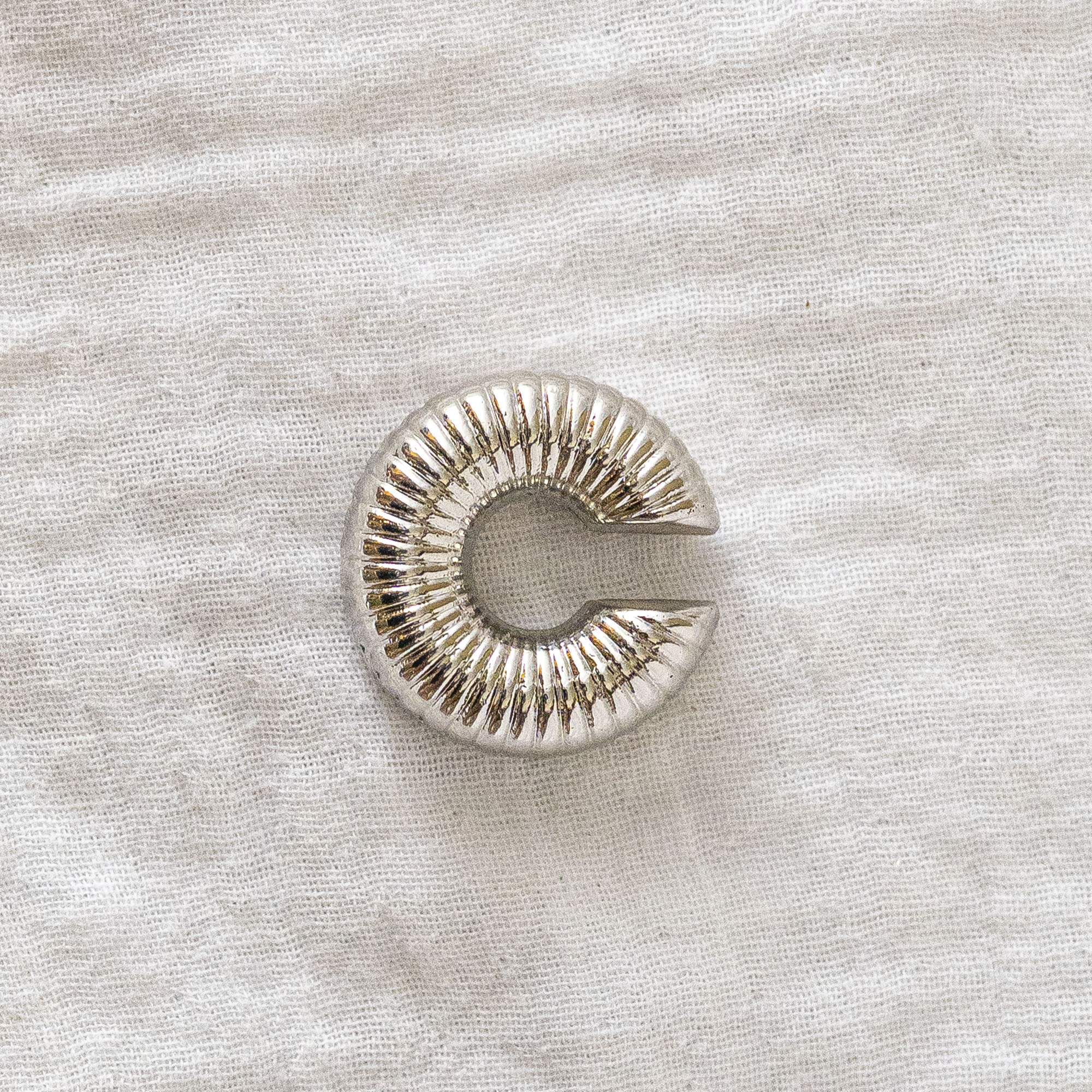 Chunky Ribbed Silver Ear Cuff