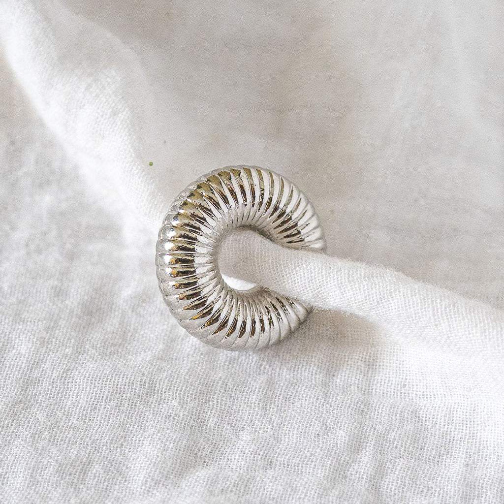 Chunky Ribbed Silver Ear Cuff