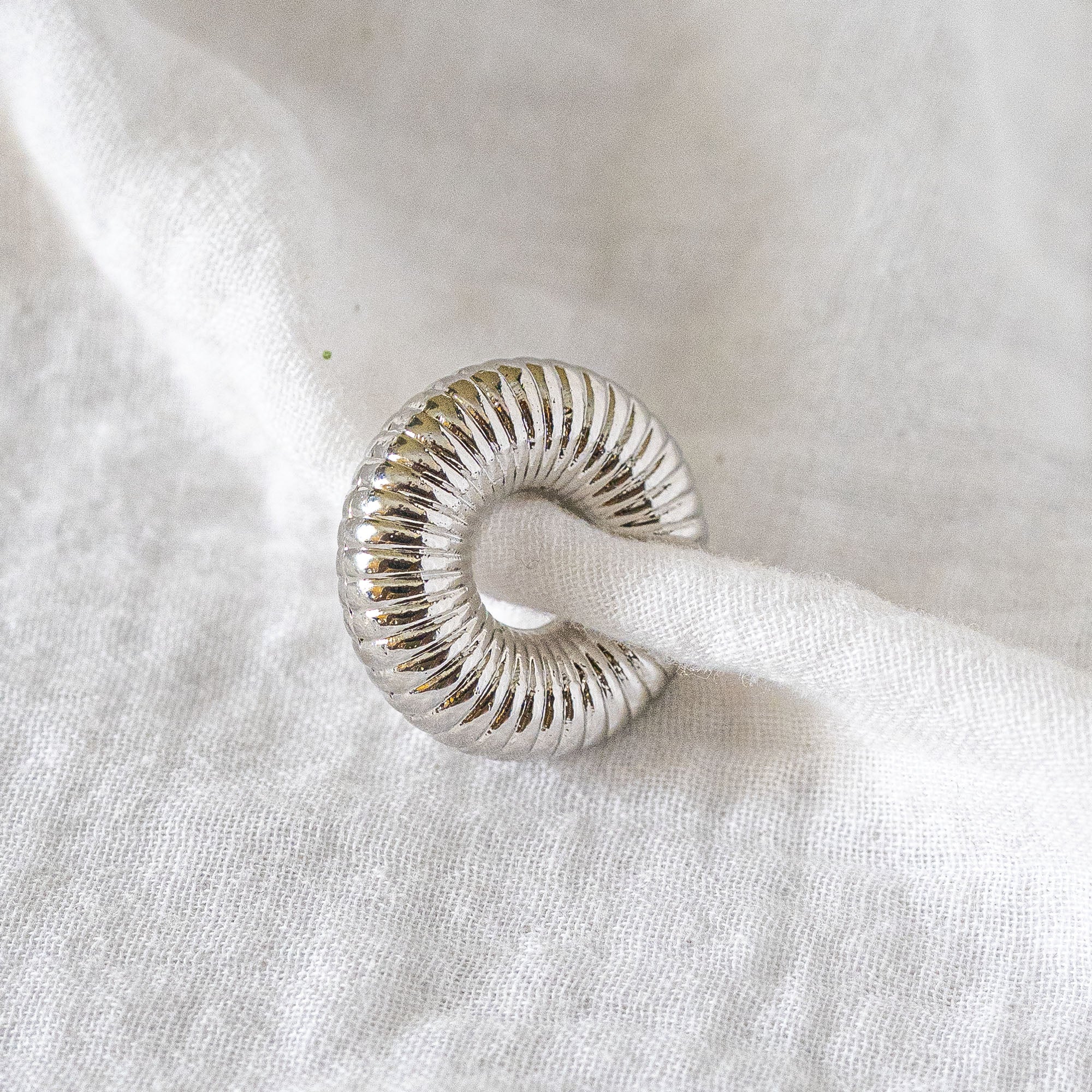 Chunky Ribbed Silver Ear Cuff