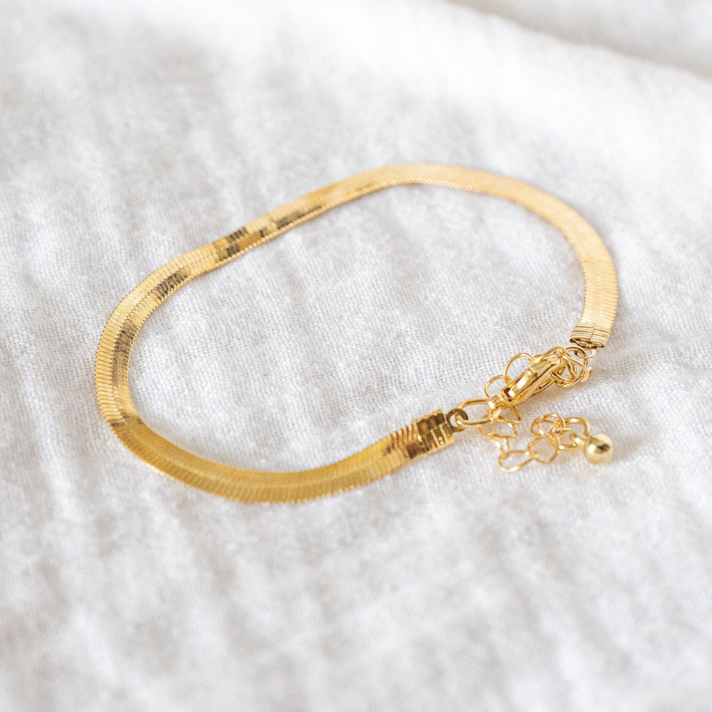 Herringbone Bracelet - Flat Snake Chain - Minimalist Dainty Jewelry