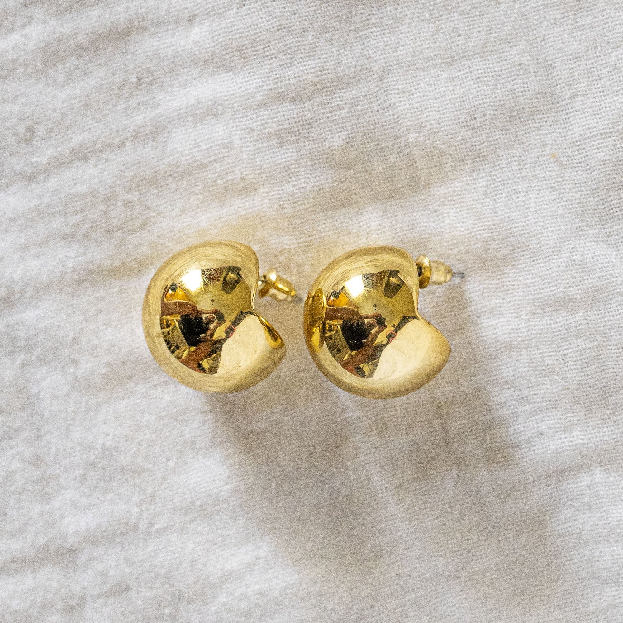 Statement Dome Stud Earrings Gold