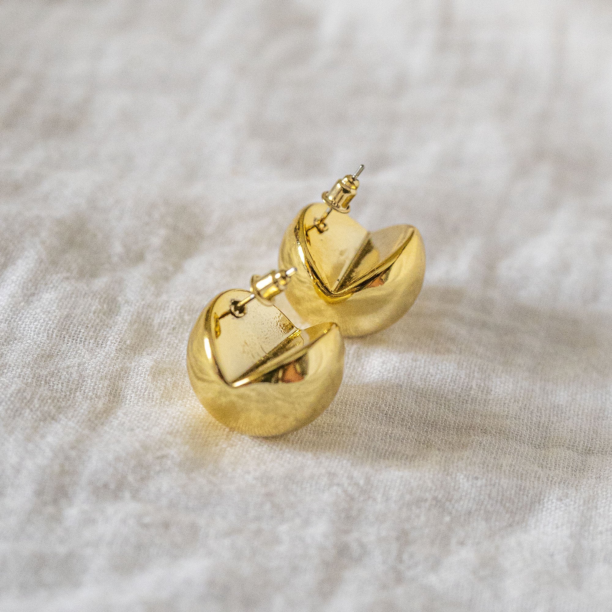 Statement Dome Stud Earrings Gold