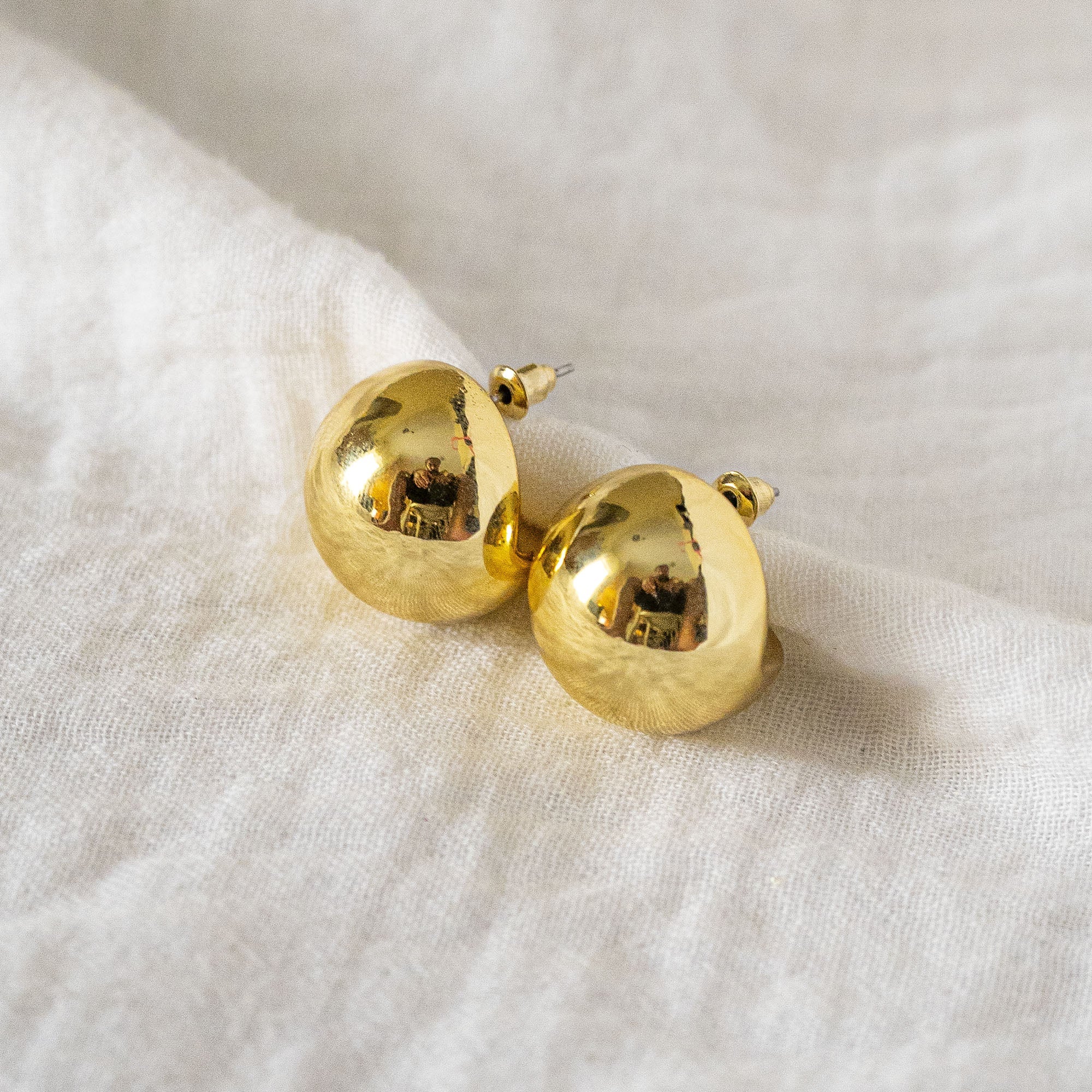 Statement Dome Stud Earrings Gold