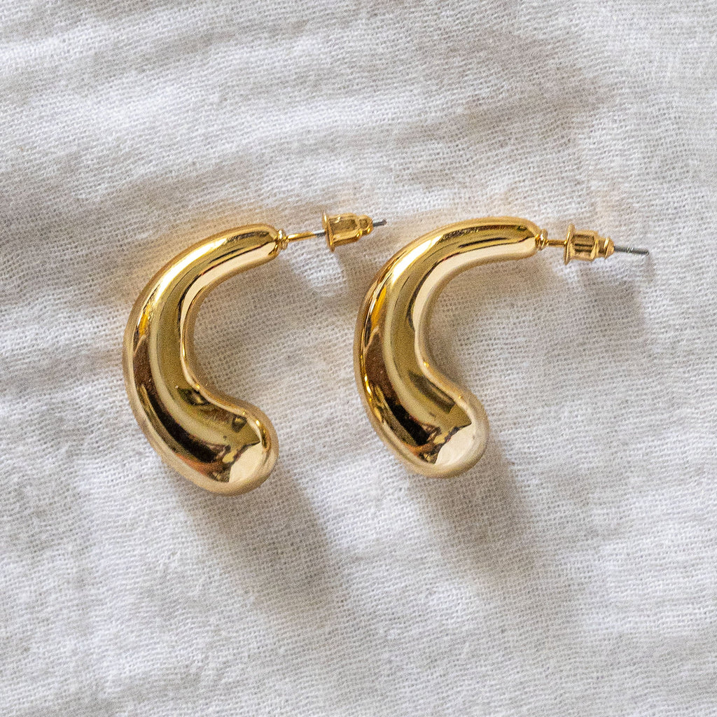 Chunky Dome Huggie Hoop Earring Gold