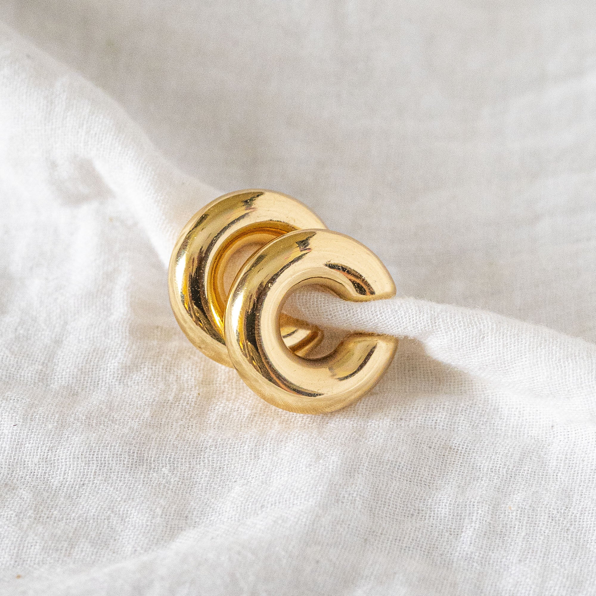 Chunky Polished Gold Minimalist Ear Cuff PAIR