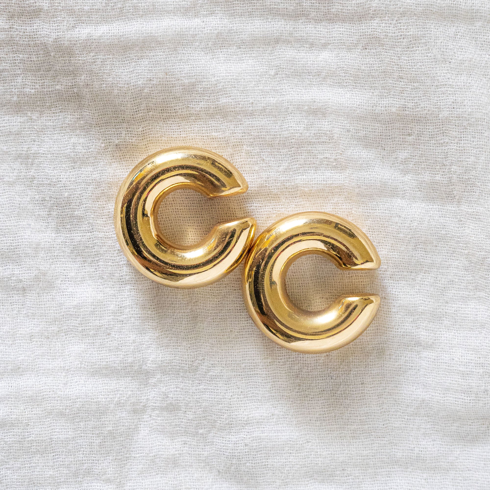 Chunky Polished Gold Minimalist Ear Cuff PAIR
