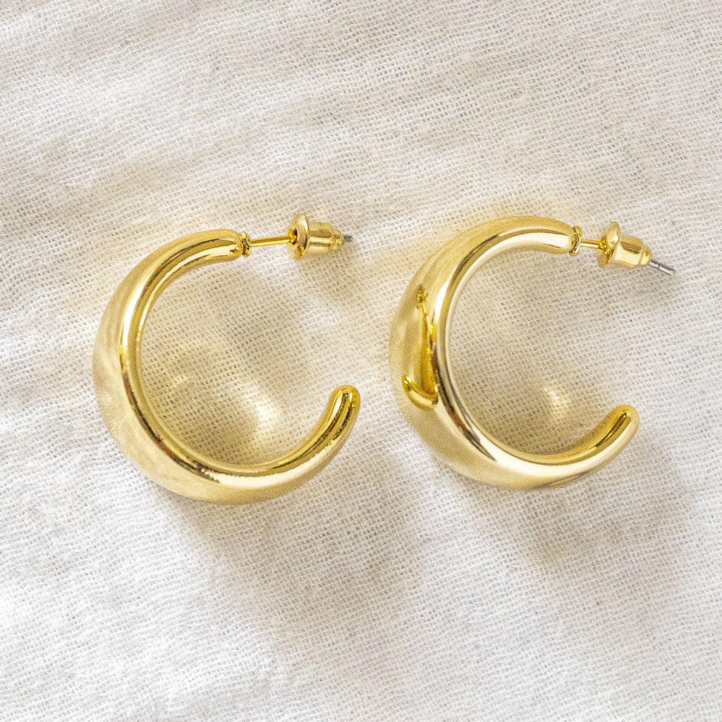 Classic Thick Hoop Earrings Gold