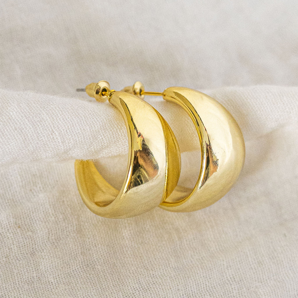 Classic Thick Hoop Earrings Gold