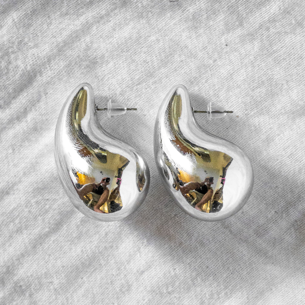 Chunky Waterdrop Stud Silver