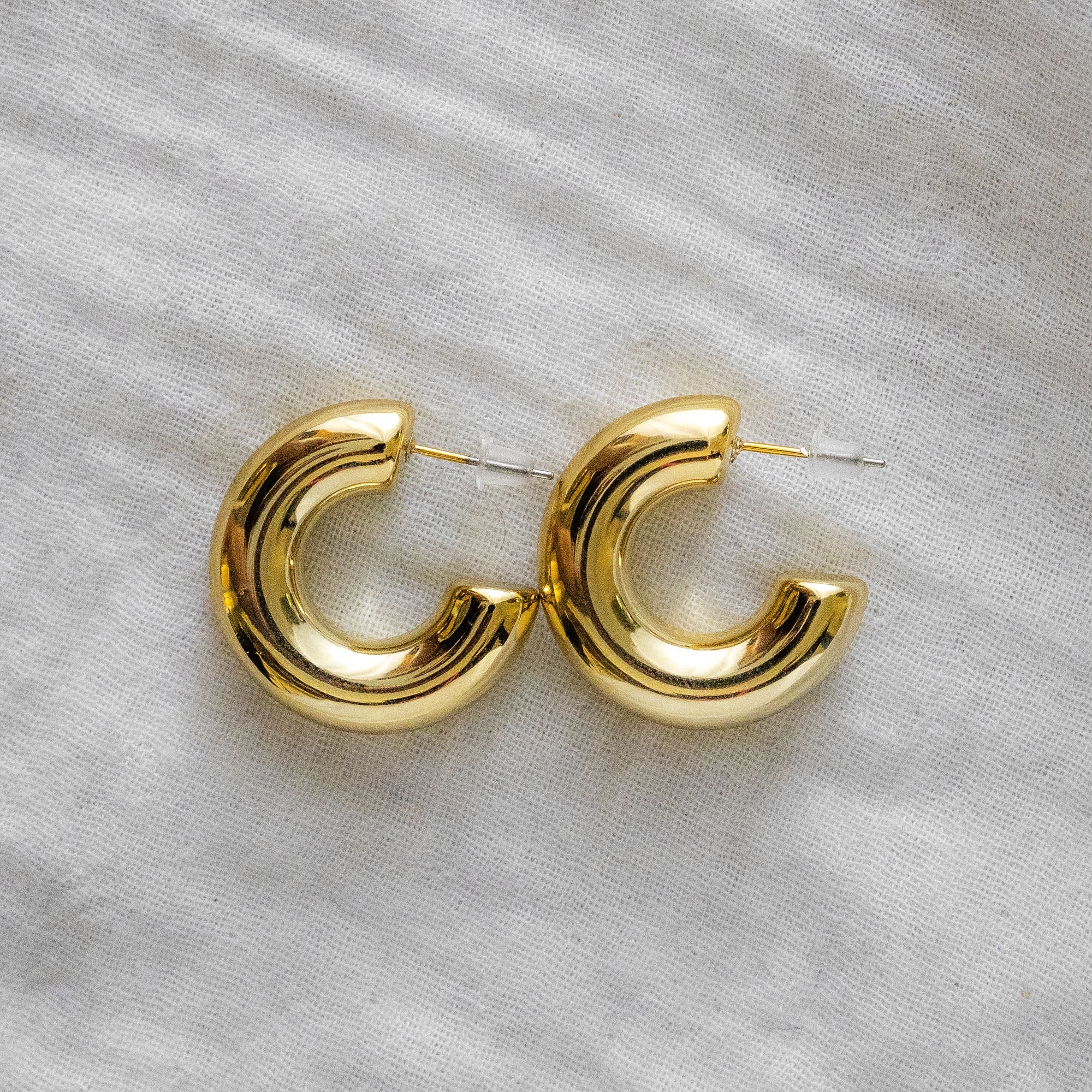 Thick C-Shape Tube Hoops Gold