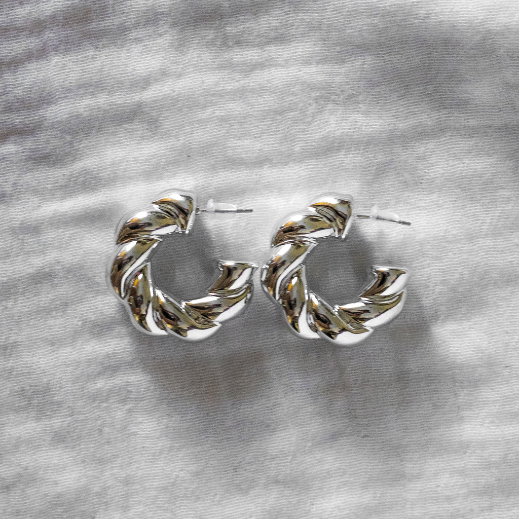 Chunky Twisted Braid Earring Silver