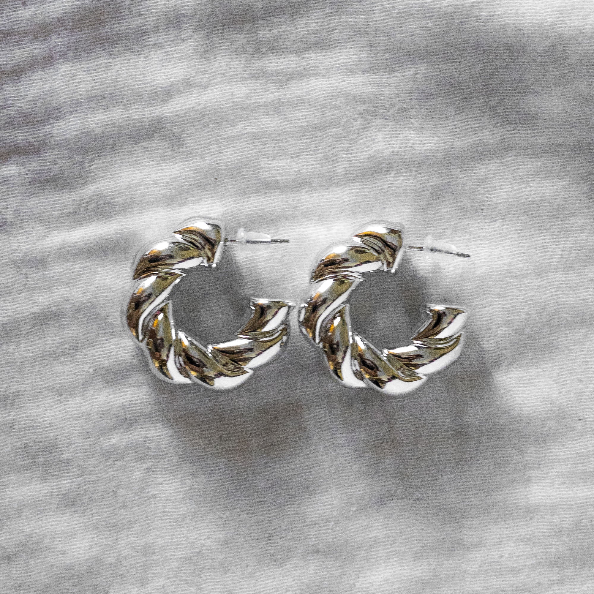 Chunky Twisted Braid Earring Silver