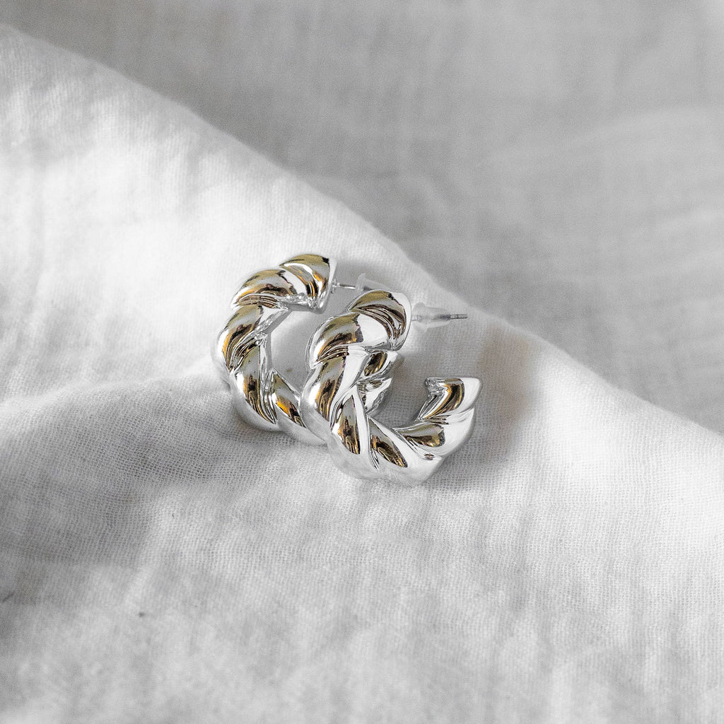 Chunky Twisted Braid Earring Silver