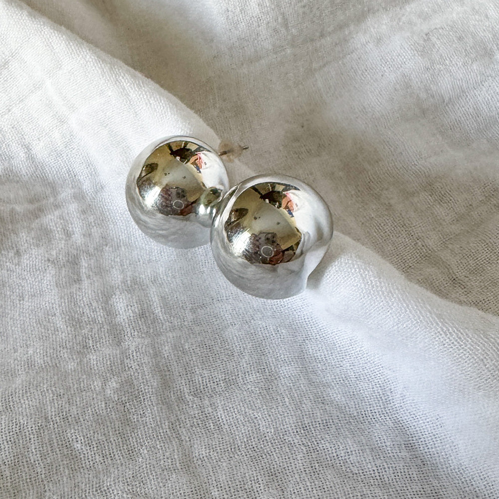 Statement Dome Stud Earrings Silver